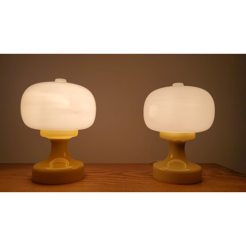 Paar vintage glazen tafellampen, 1970