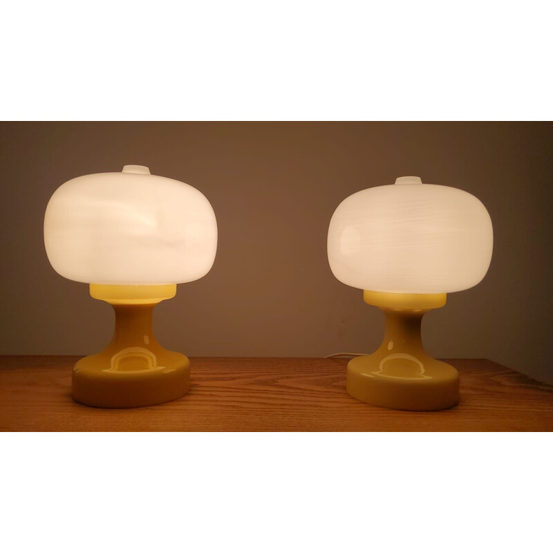 Ein Paar Vintage-Tischlampen aus Glas, 1970