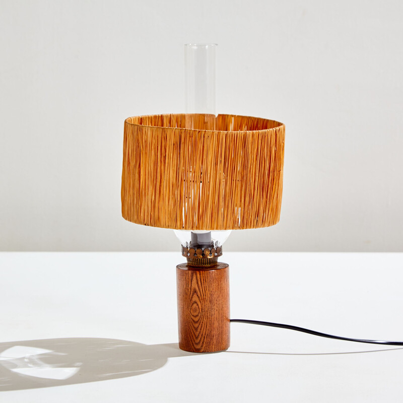 Lampe de table vintage Tiny avec abat-jour en raphia