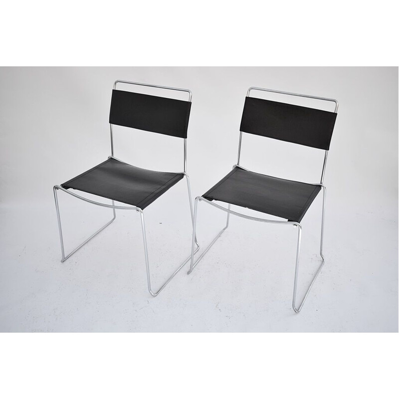 Paar vintage leren stoelen van Giandomenico Belotti voor Alias, Italië 1970