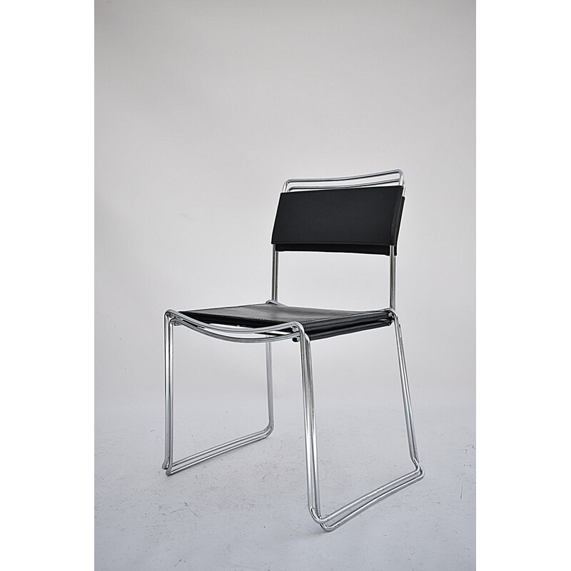 Paar vintage leren stoelen van Giandomenico Belotti voor Alias, Italië 1970