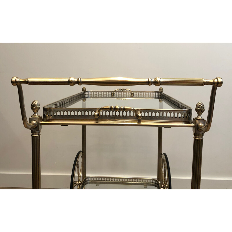 Vintage silver plated brass trolley, France 1940