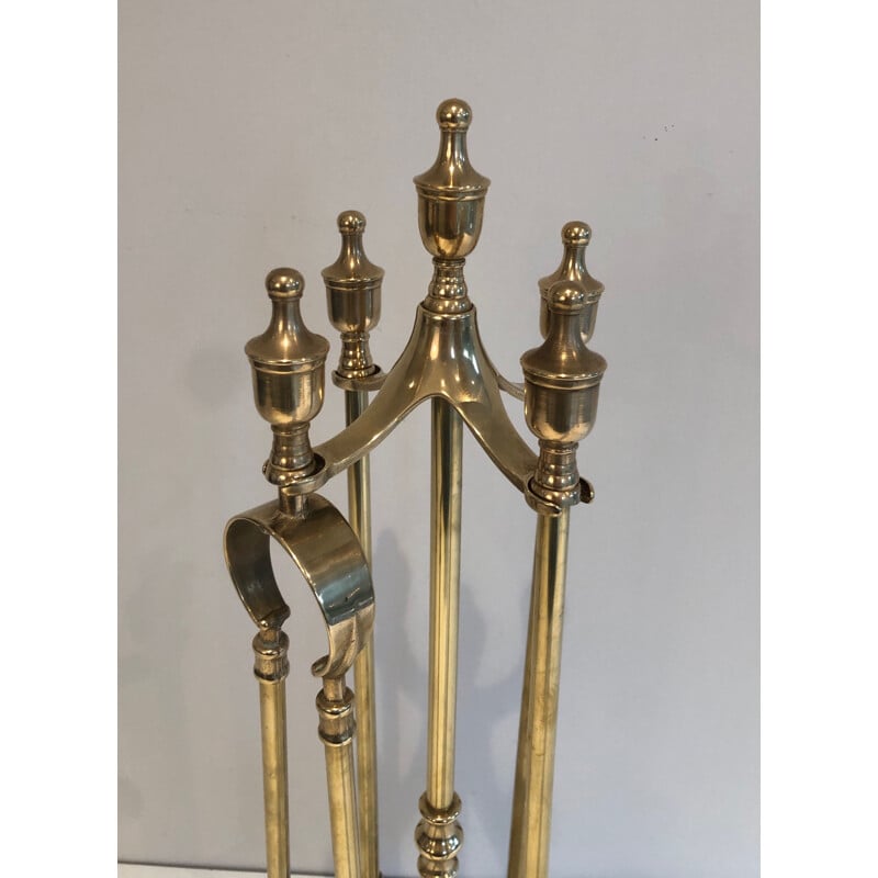 Vintage brass fire set, France 1970