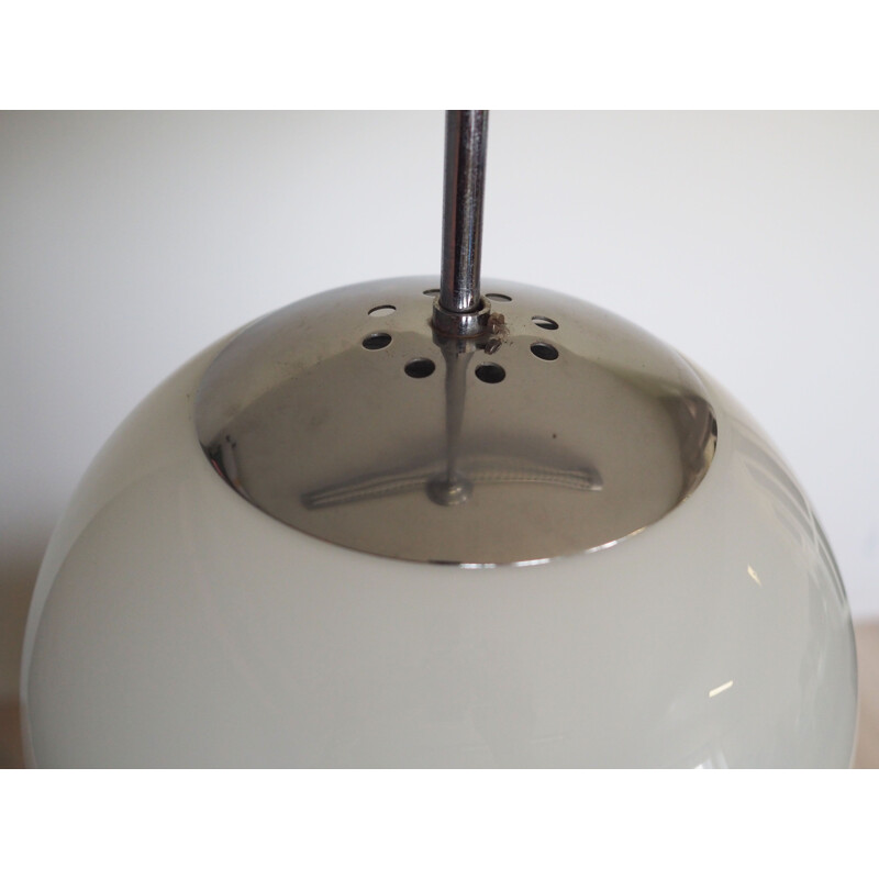Vintage glass and metal pendant lamp, Denmark 1980s