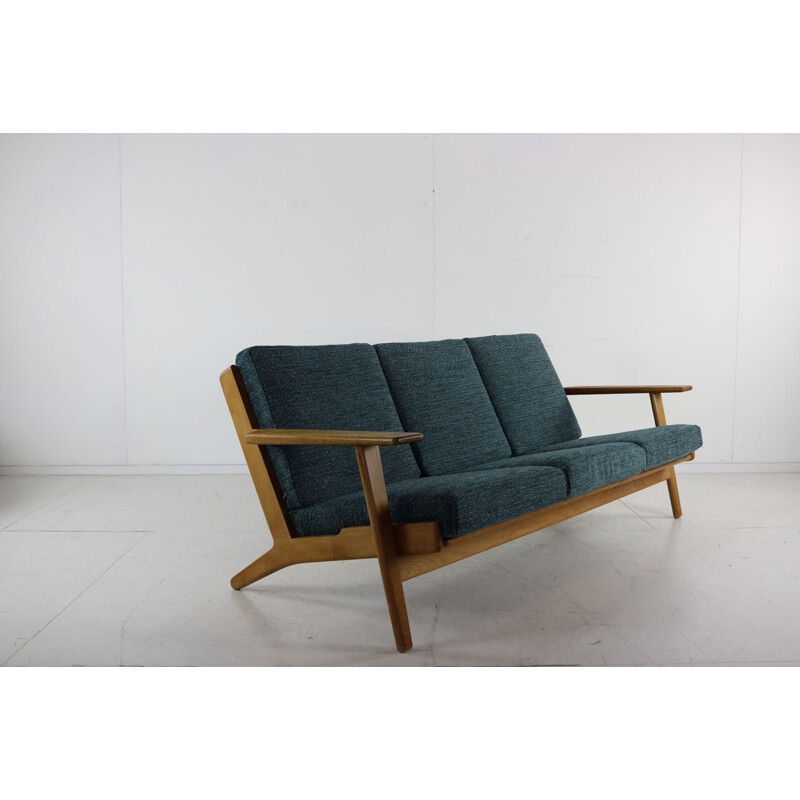 Sofá de tres plazas Vintage GE 290 de roble macizo de Hans Wegner para Getama, Dinamarca 1955