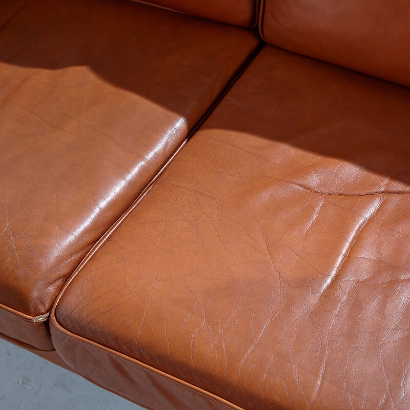 Danish vintage leather living room set, 1960s