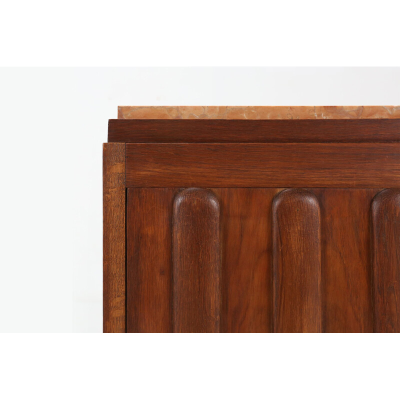 Paire de tables de chevet Art Déco vintage en bois et marbre, 1930