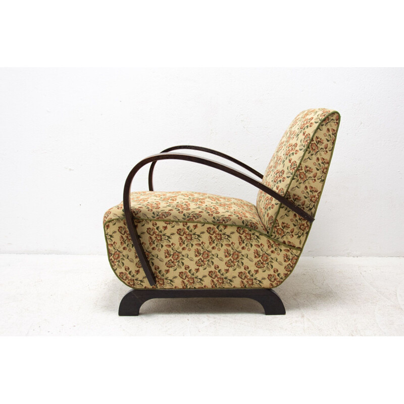 Vintage gebogen houten C fauteuil van Jindřich Halabala, 1950