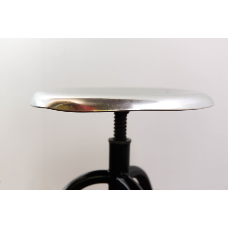 Industrial stool in black lacquered metal and aluminium, Denmark