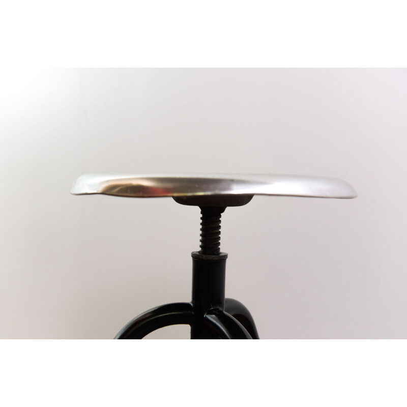 Industrial stool in black lacquered metal and aluminium, Denmark