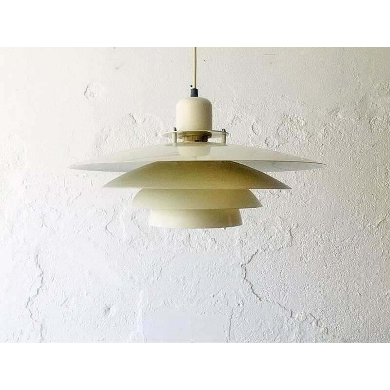 Danish vintage metal layered pendant lamp, 1960s