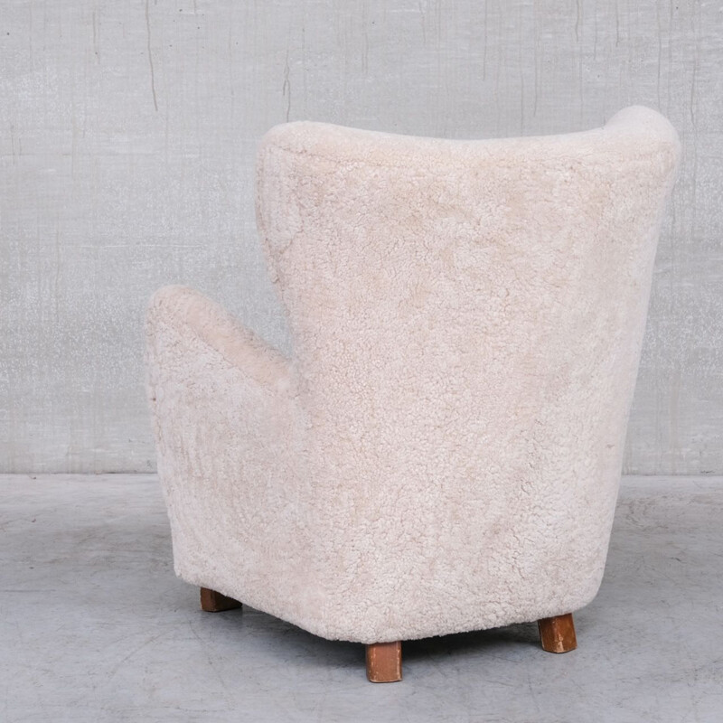 Danish Cabinetmaker mid-century shearling armchair, 1950s