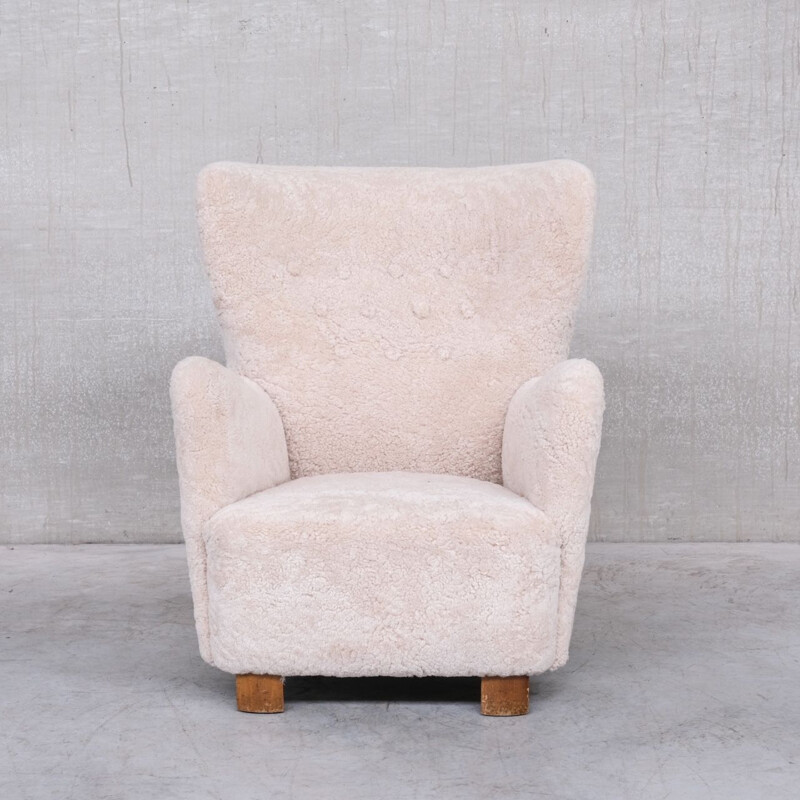 Danish Cabinetmaker mid-century shearling armchair, 1950s