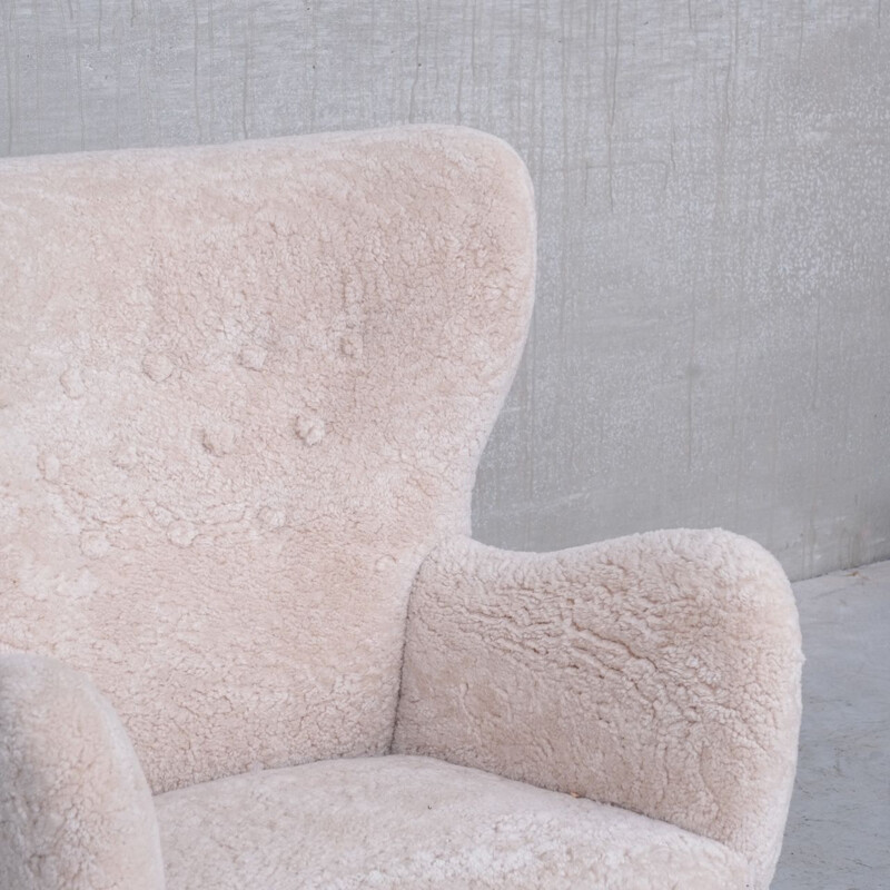 Danish Cabinetmaker mid-century shearling armchair, 1950s