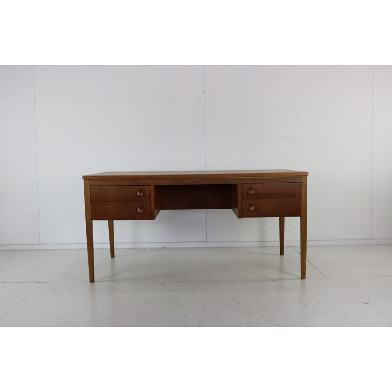 Vintage oak and teak desk with four drawers, Denmark