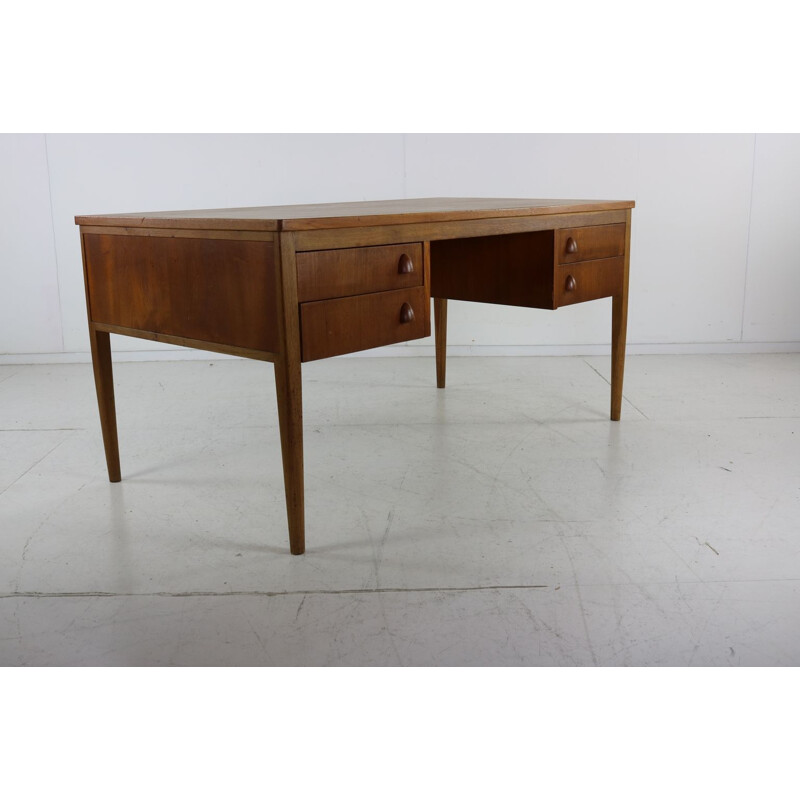 Vintage oak and teak desk with four drawers, Denmark