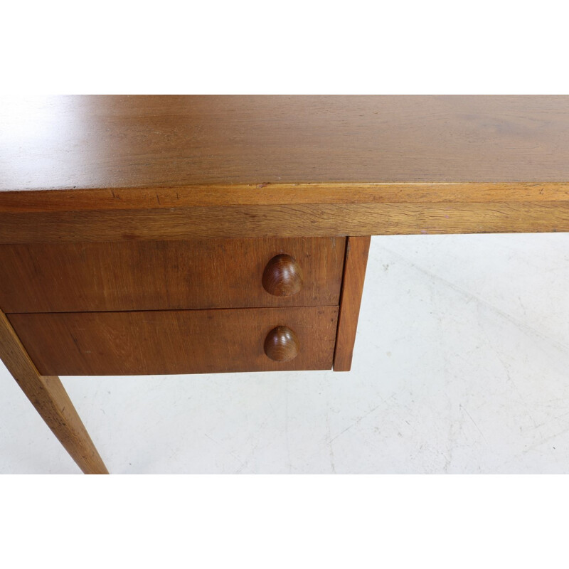 Vintage oak and teak desk with four drawers, Denmark