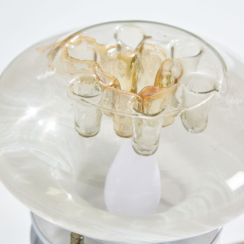 Lampe de table vintage avec abat-jour en verre de Murano, 1970