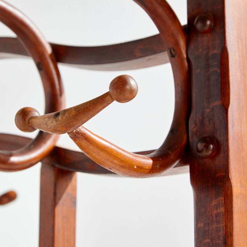 Vintage coat rack with mirror by Jugendstil Thonet, 1907