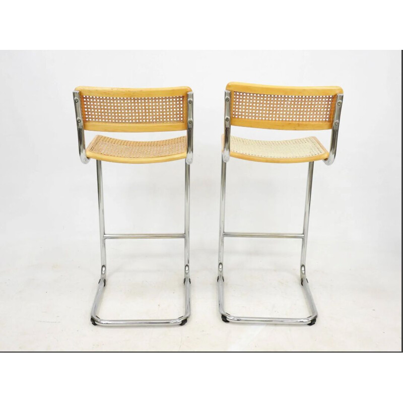 Paire de chaises de bar vintage modèle Cesca S32 par Marcel Breuer, 1970