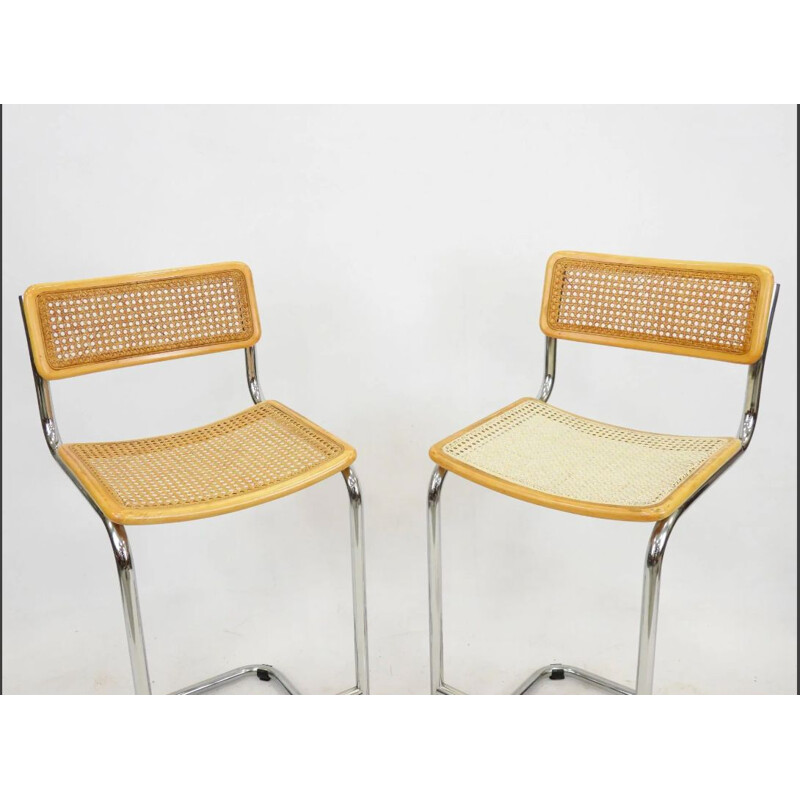 Pair of vintage bar chairs model Cesca S32 by Marcel Breuer, 1970