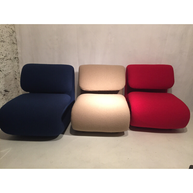 Set of 3 low chairs, Etienne-Henri MARTIN - 1970s