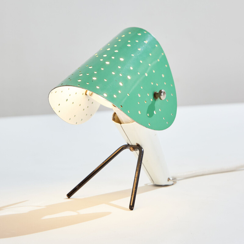 Vintage green table lamp with foldable shade