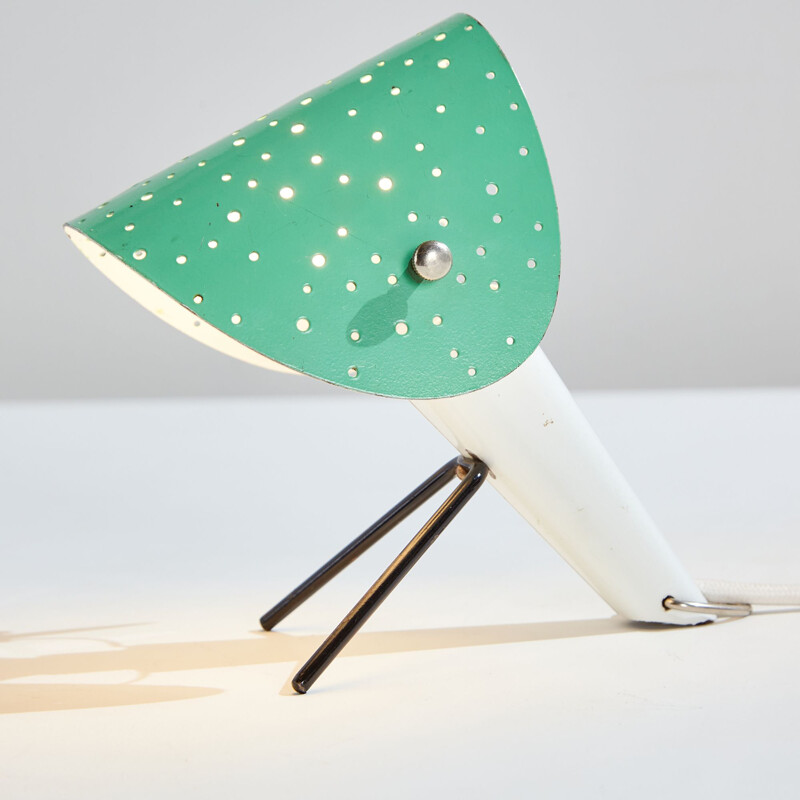 Vintage green table lamp with foldable shade
