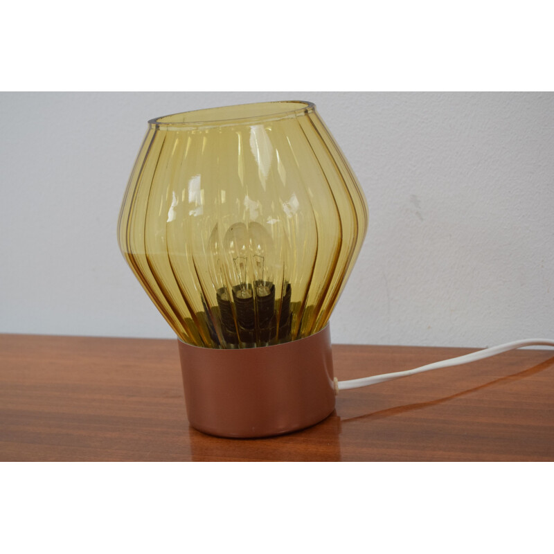Vintage lacquered metal and glass table lamp by Pokrok Žilina, Czechoslovakia 1960
