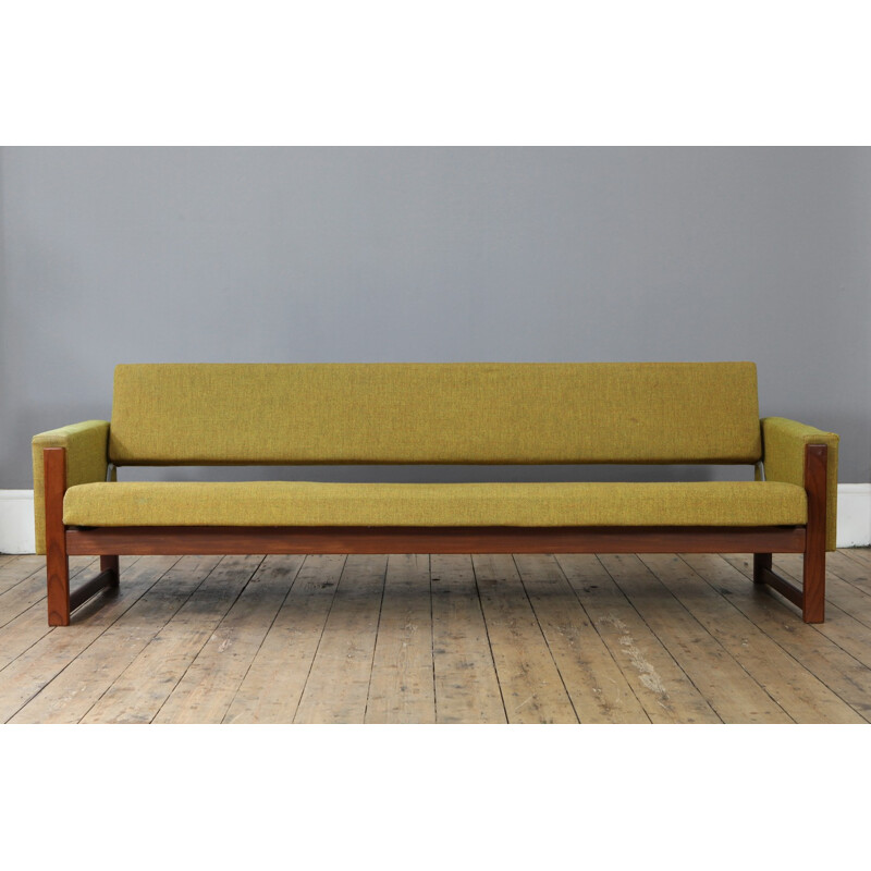 Pastoe daybed sofa in teak and green fabric, Yngve EKSTRÖM - 1960s