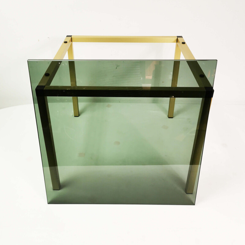 Minimalist vintage coffee table in brass, Denmark 1980