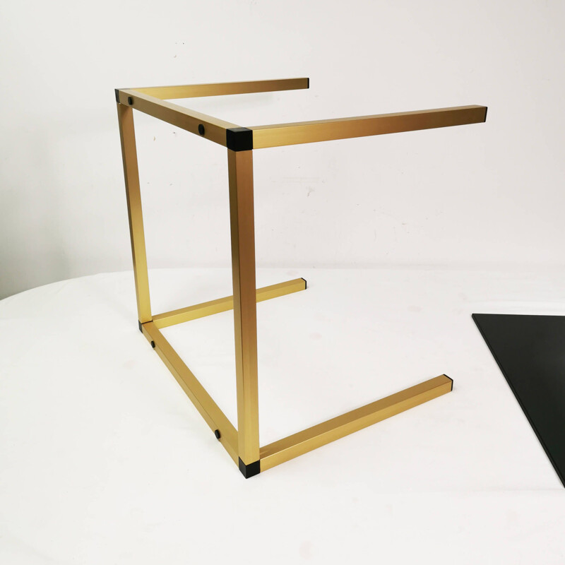 Minimalist vintage coffee table in brass, Denmark 1980