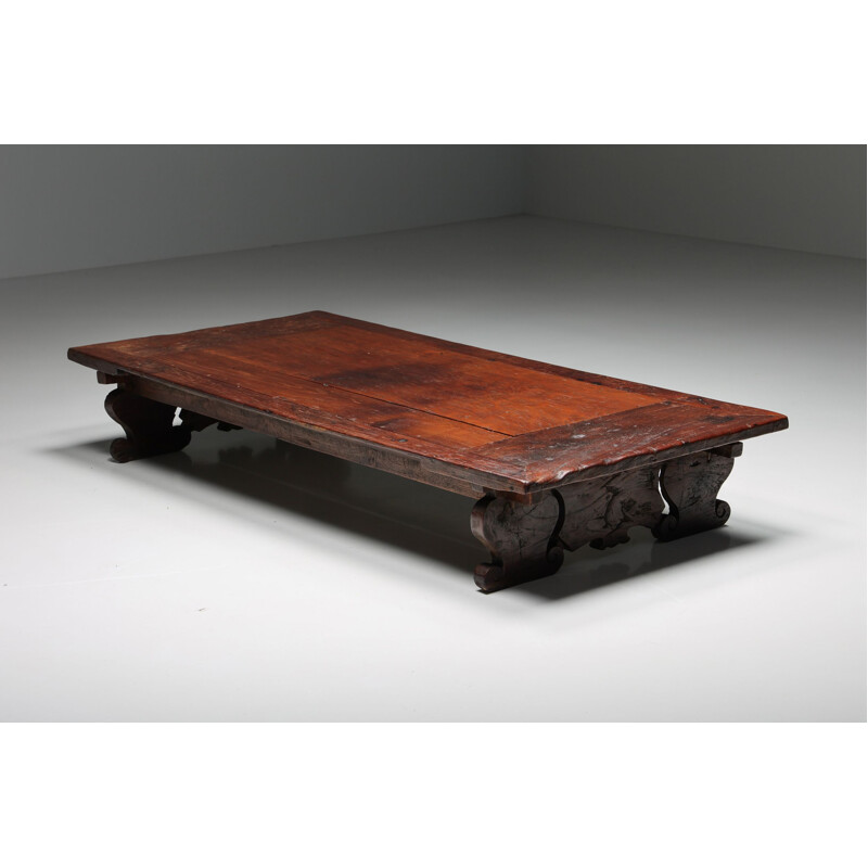 Vintage wood coffee table Wabi Sabi, France 1950s