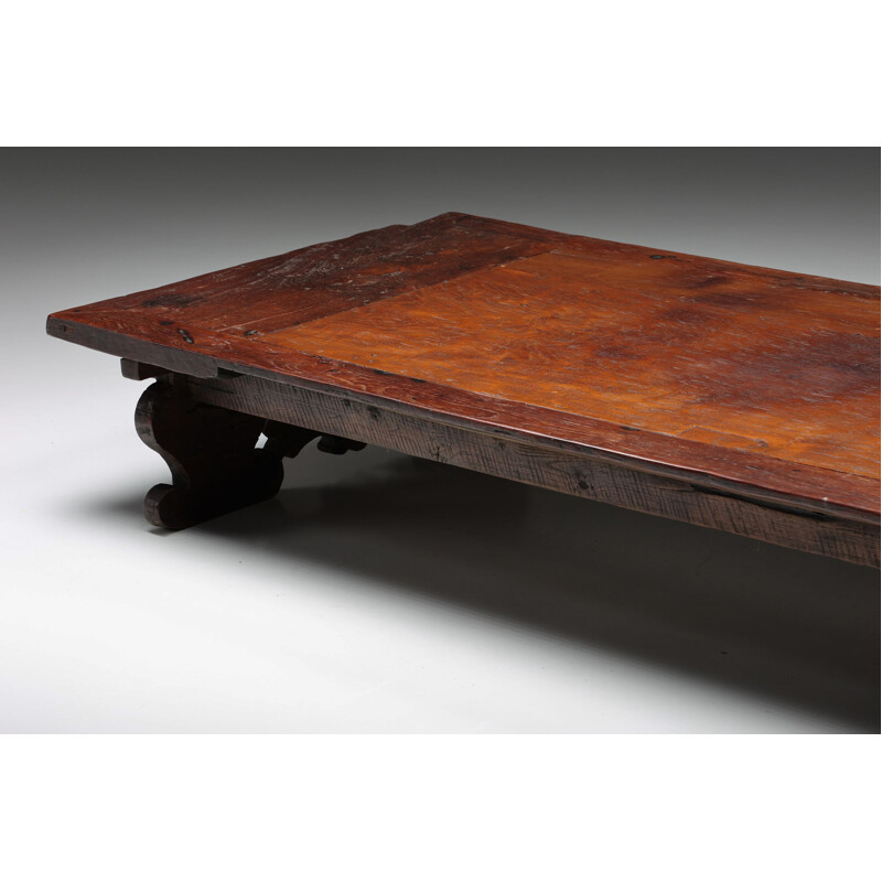 Vintage wood coffee table Wabi Sabi, France 1950s