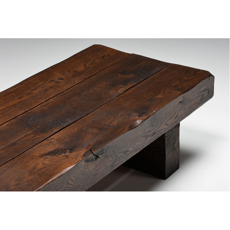 Table basse rustique vintage en bois massif, 1920