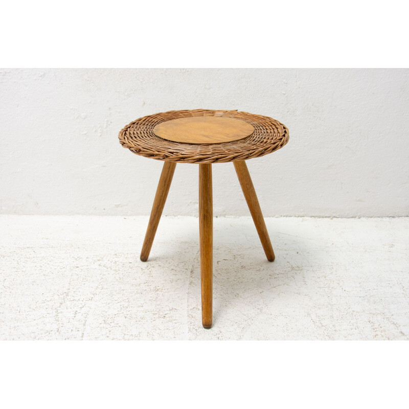 Mid century rattan stool by Jan Kalous for Úluv, Czechoslovakia 1960s