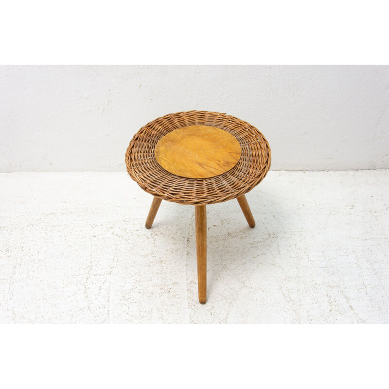 Mid century rattan stool by Jan Kalous for Úluv, Czechoslovakia 1960s