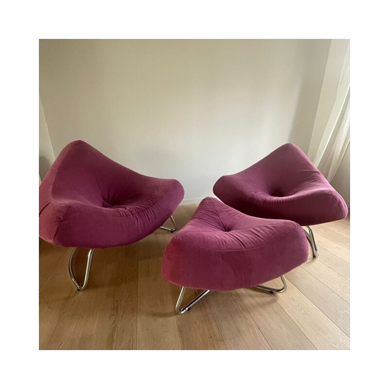 Pair of vintage Chili armchairs with footrest by Paul Falkenberg