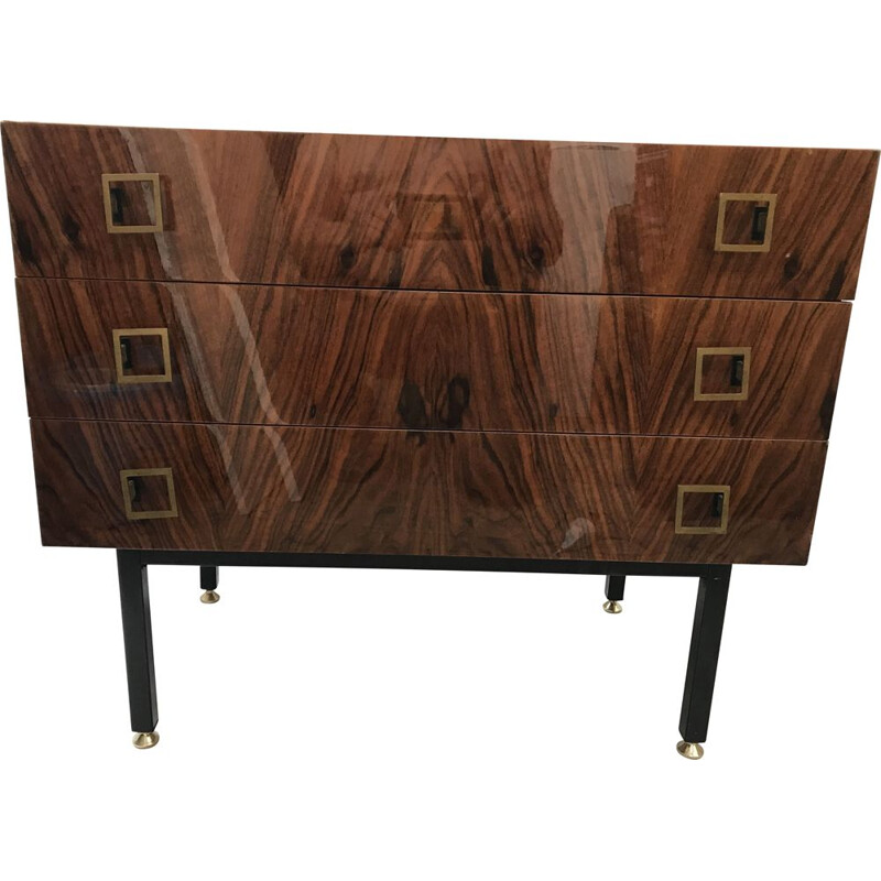 Vintage chest of drawers in rosewood veneer with 3 drawers