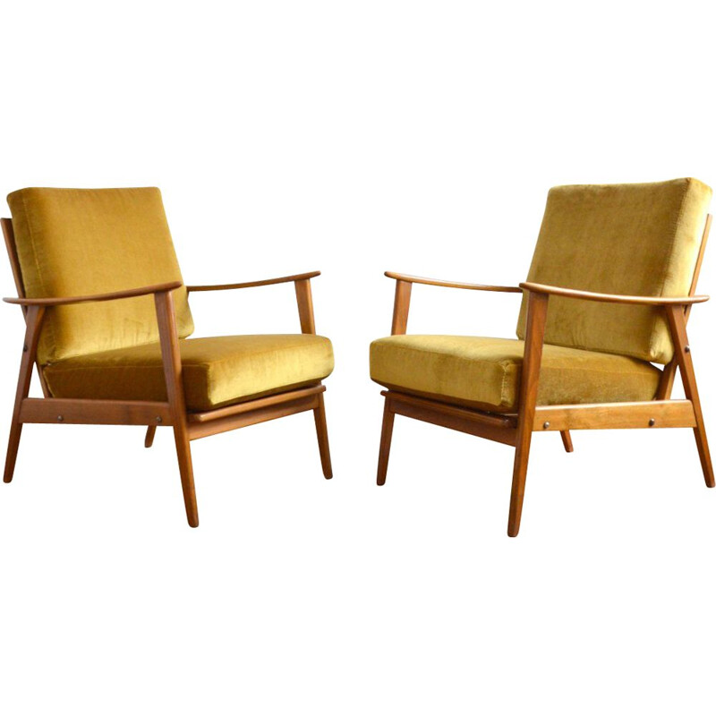 Pair of Scandinavian teak vinatge armchairs, 1960s