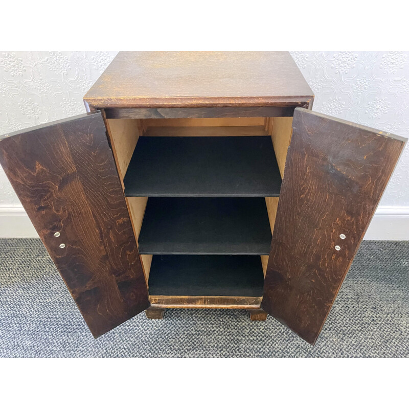 Vintage Art Deco oakwood night stand with shelves