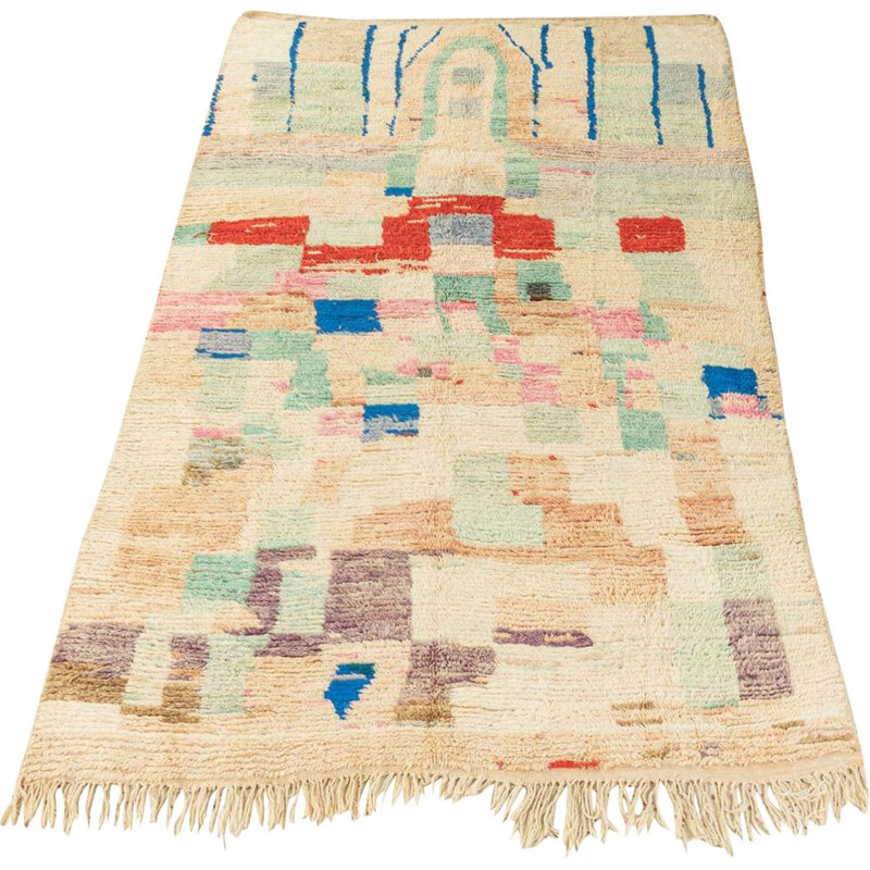 Berber carpet vintage summer field wool, Morocco