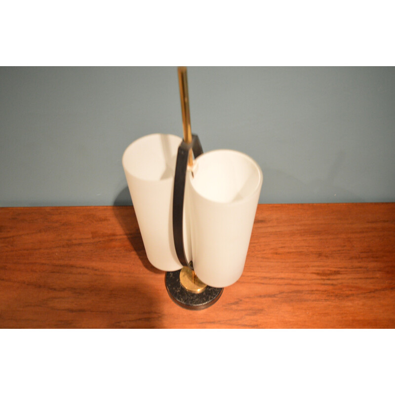 Arlus table lamp in opaline and lacquered metal - 1960s