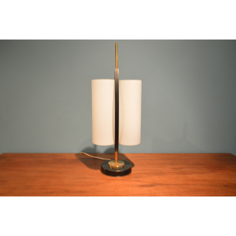 Arlus table lamp in opaline and lacquered metal - 1960s