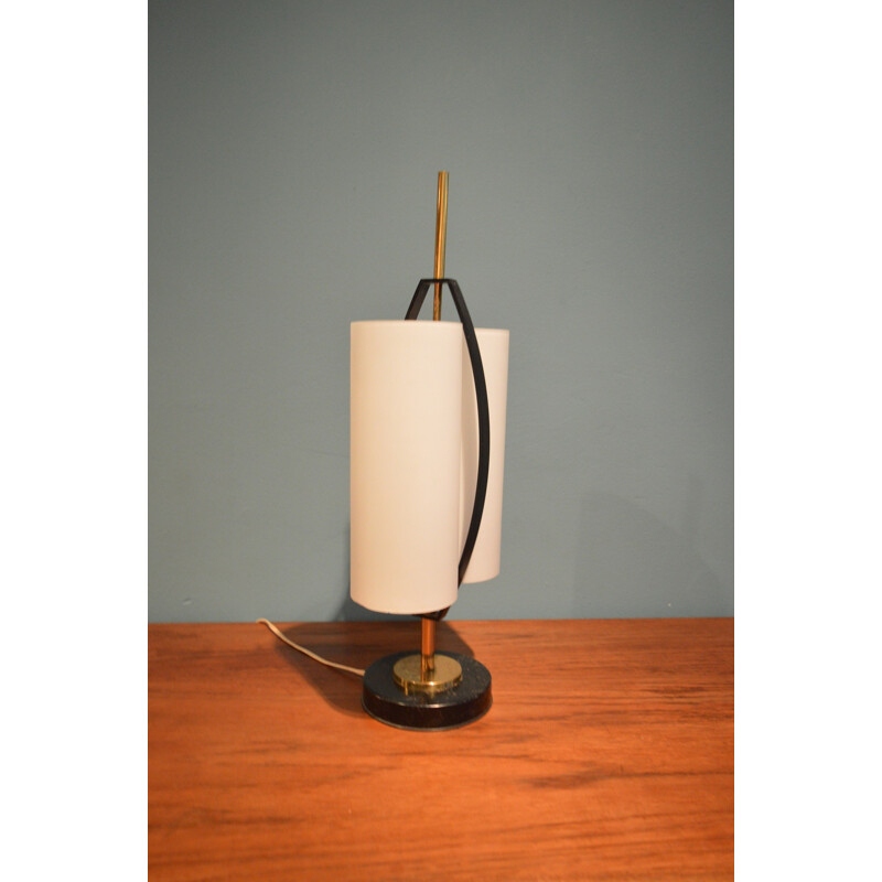 Arlus table lamp in opaline and lacquered metal - 1960s