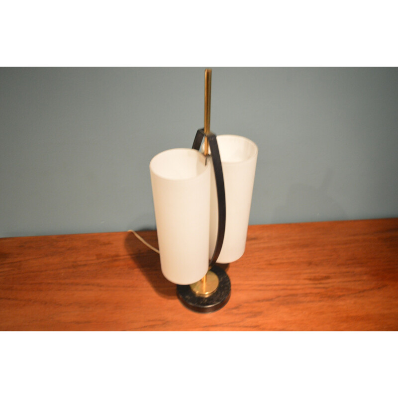 Arlus table lamp in opaline and lacquered metal - 1960s