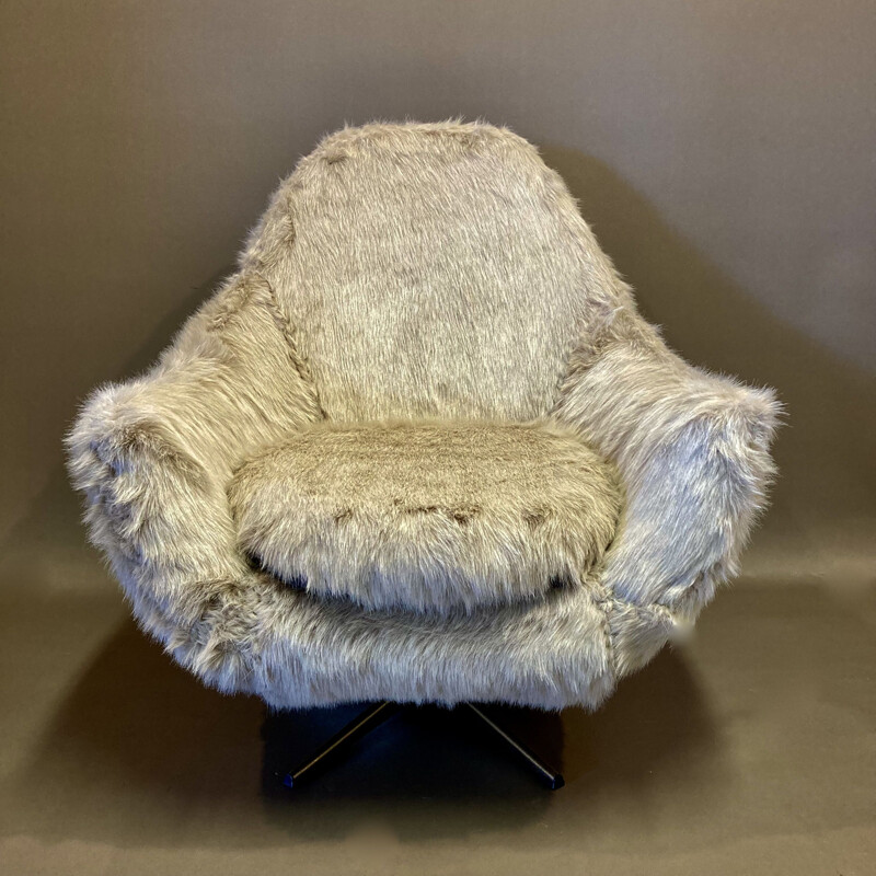 Scandinavian vintage long-haired armchair, 1950