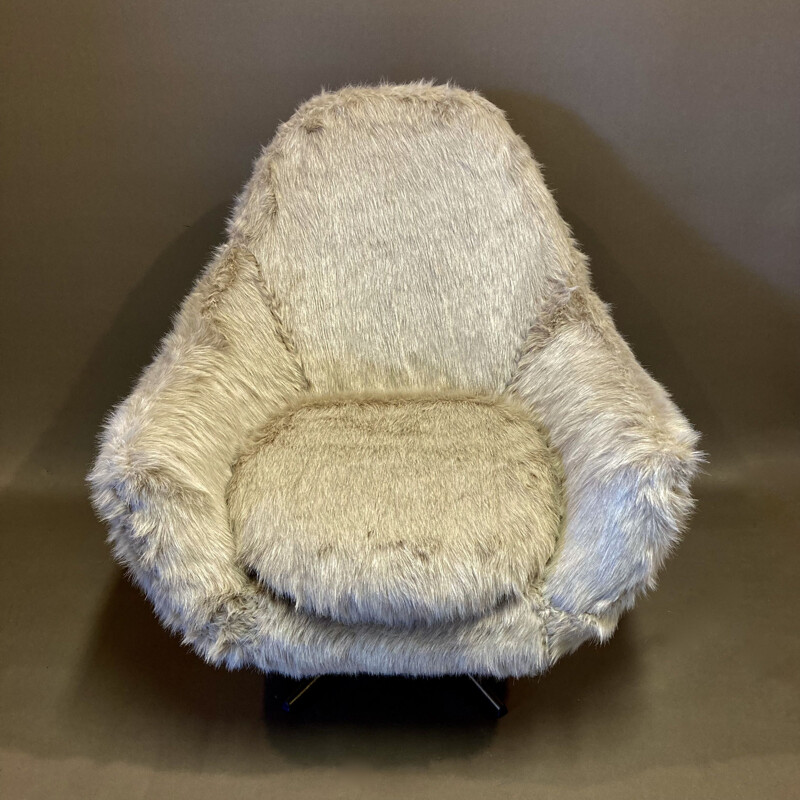 Scandinavian vintage long-haired armchair, 1950