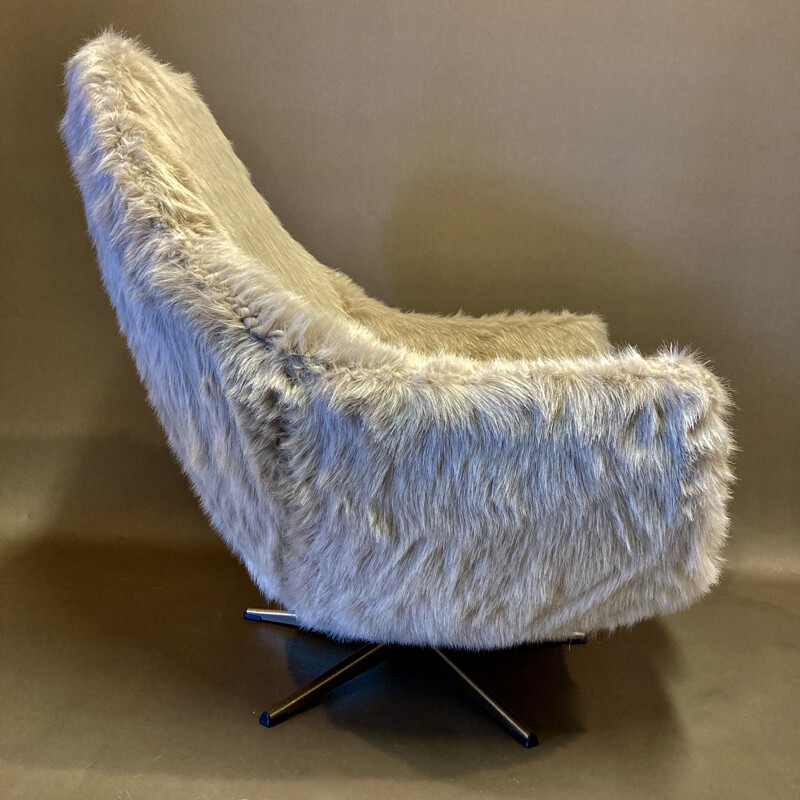 Scandinavian vintage long-haired armchair, 1950