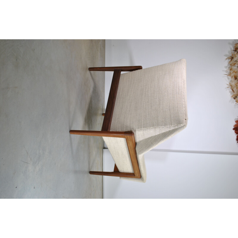 Cadeira de braços escandinava em madeira e tecido, 1960